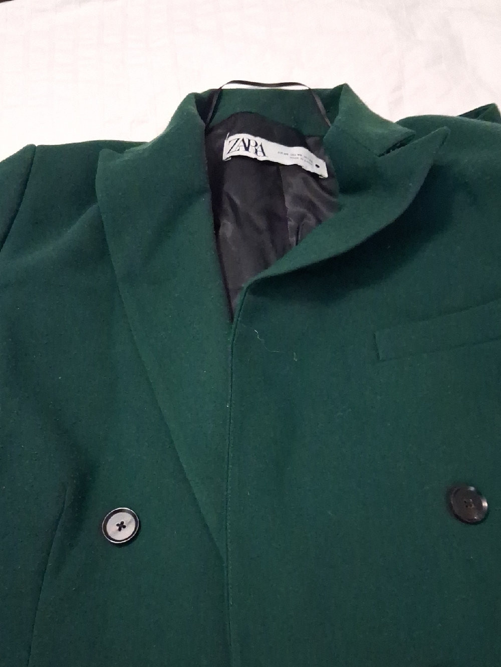 ZARA Forest Green Double-Breasted Pea Coat